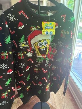 SpongeBob SquarePants Ugly Christmas Sweater Nickelodeon Mens Large NWT